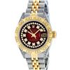 Image 2 : Rolex Ladies 2 Tone Red Vignette Diamond Lugs Pyramid 26MM Datejust Wriswatch