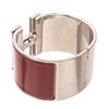 Image 4 : Hermes Silver Brown Clic Clac Wide Bracelet