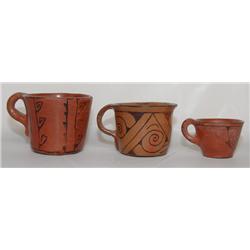 THREE MARICOPA POTTERY CUPS