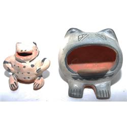 TWO COCHITI POTTERY FROGS
