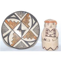 TWO ACOMA POTTERY ITEMS