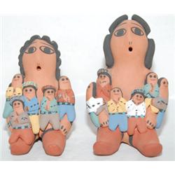TWO JEMEZ POTTERY STORY TELLERS