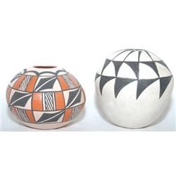 TWO ACOMA POTTERY SEED JARS