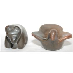 TWO SANTA CLARA POTTERY ANIMALS