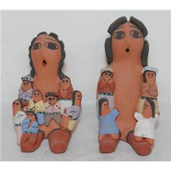 TWO JEMEZ POTTERY STORY TELLERS