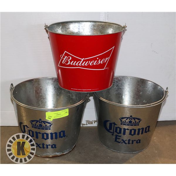 LOT OF 3 BEER BUCKETS