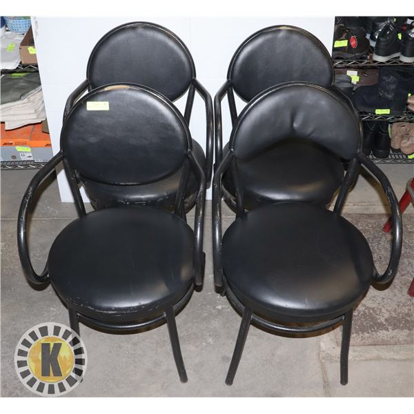 4 BLACK RESTAURANT ARM CHAIRS