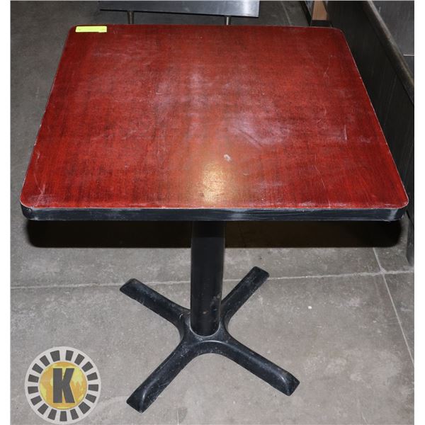 DARK RED TABLE /W BASE 24" X 24"