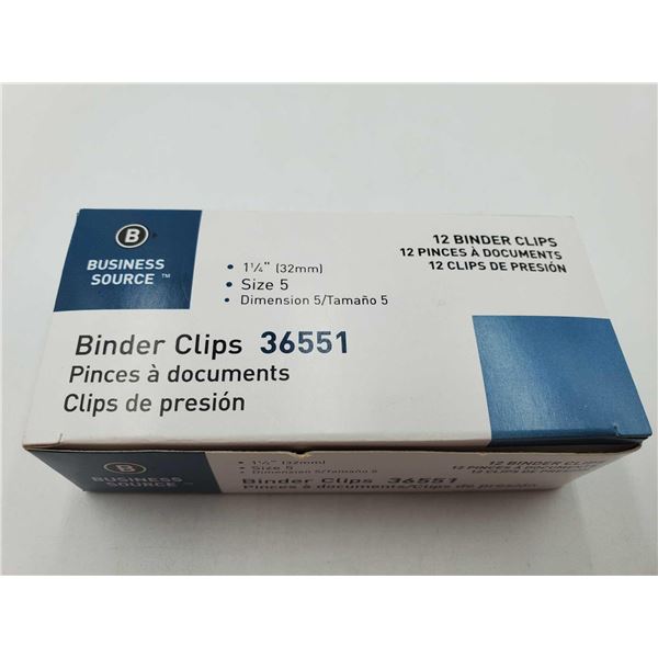Business Source Binder Clips Black Size 5- 21-1/4 Box of 12