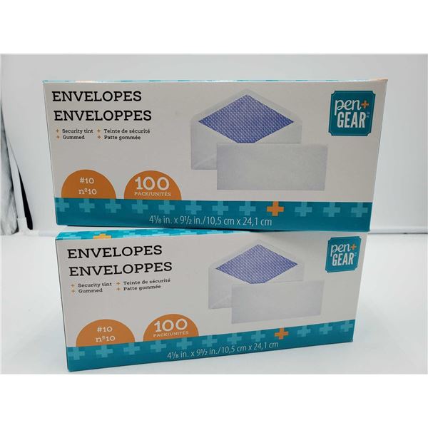 Pen & Gear #10 Gummed Security Envelopes 4-1/8x9-1/2"2 X 100 Pack