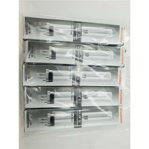 Sylvania 13W Dulux Compact Fluorescent Bulbs (5)