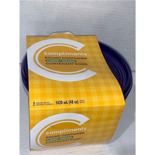Compliments Round Container 2 Pack - 2X 48oz Containers with lids