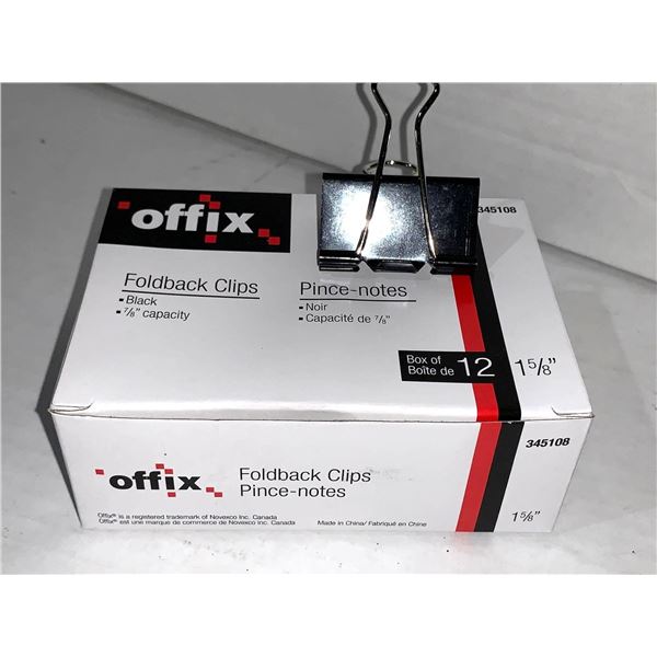 Offix Foldback Clips black - 1 5/8 "- 12 Count