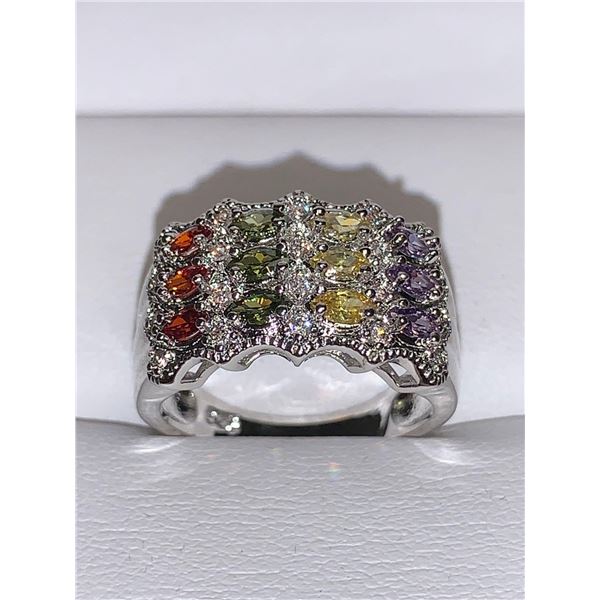 Ladies Multi Gem Stone Cluster Top Dress Ring includes Appraisal certificate $900.00