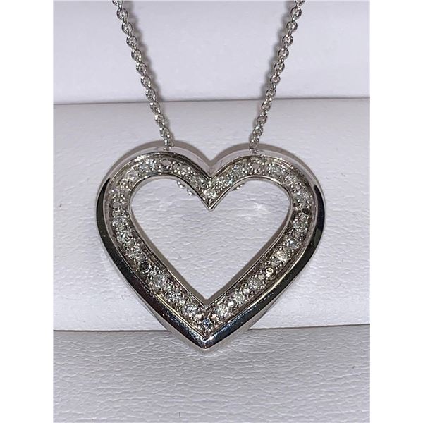 Ladies Diamond .74 Carat Heart Shaped .925 Silver Pendant and Chain Set with Appraisal $1300.00