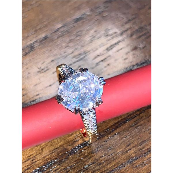 NEW Ladies 1.1 carat Oval Cut Solitaire shank style .925 Silver Engagement ring size 7