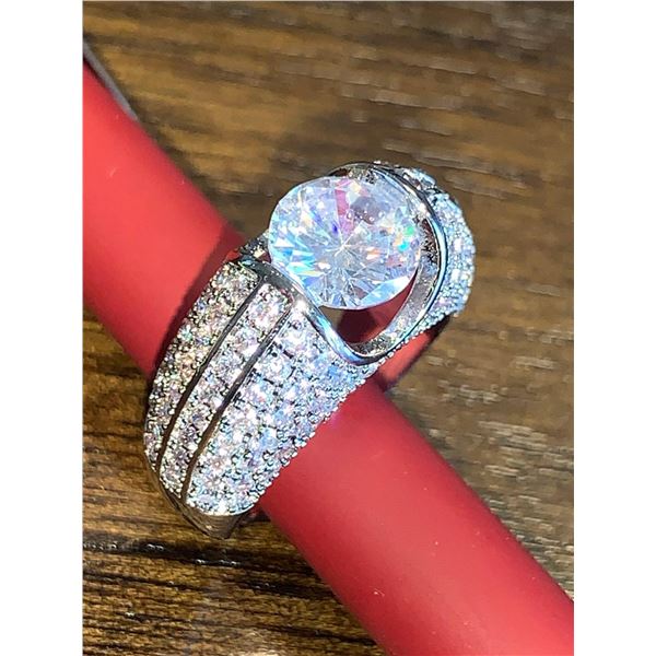 Floating Solitaire Ladies Multi Stone 1,0 carat Vera Wang Styled Engagement Ring size 7