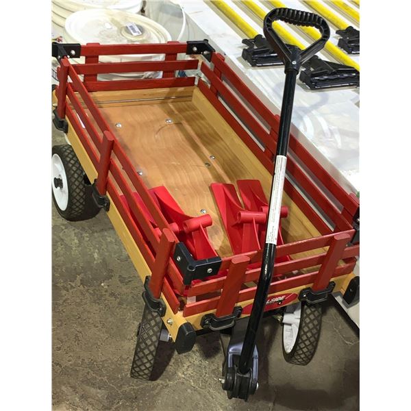 Wooden Children's Wagon with Winter Sleigh Tracks