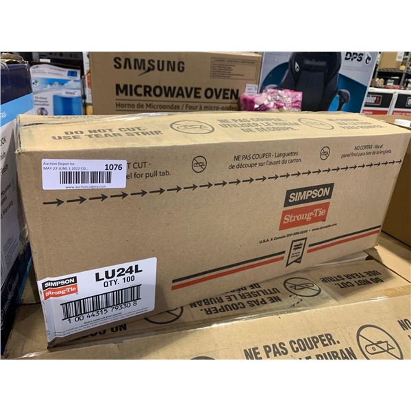 Simpson Strong-tie LU24L Standard Joist Hanger, 2 x 4 in, 22 ga T, Steel, Galvanized- Lot of 100