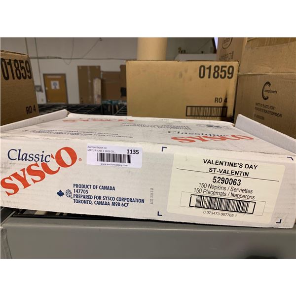 Classic Sysco Valentines Day Napkin & Placemat Set Lot of 150 Place Settings