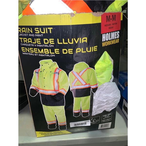 Holmes Workwear Safety Rain Suit, Jacket and Pant - Size Medium