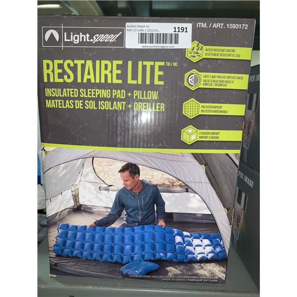 New Light Speed Restaire Light Insulated Sleeping Pad & Pillow