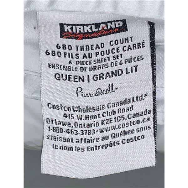 Kirkland 680 Thread Count Queen Size 6 Piece Sheet Set - White