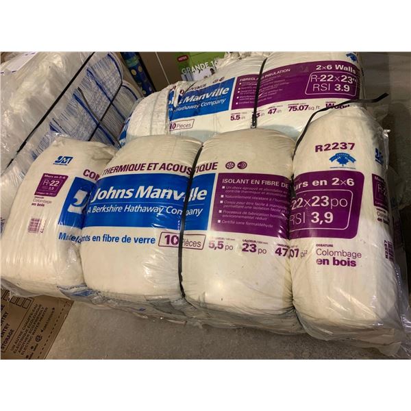 Johns Manville R22 Fiberglass Insulation 23" - 2 x 6 Wall Fiberglass Insulation one Bundle of 10 bat