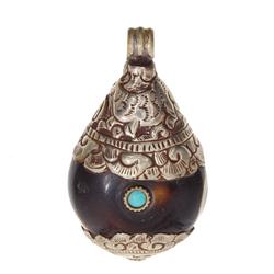 Vintage Tibet Agate Bead Turquoise Pendant (ANT-518)