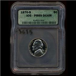 1970S Jefferson 5c Nickel Coin Graded PR69 DCAM (COI-3615)