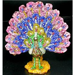 1100ct. Wonderful Sapphire RubyTopaz Peacock Figurine RETAIL $1650 (GEM-0339)