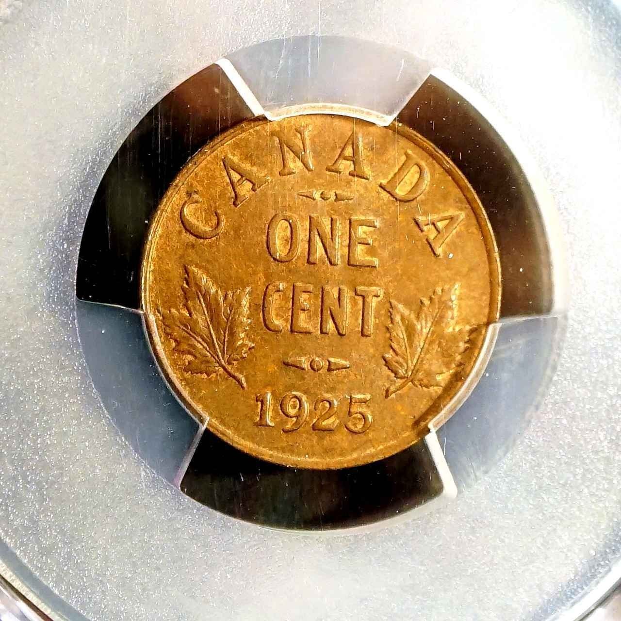 Canada 1 Cent 1925 PCGS Mint State Brown