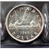 Image 1 : Canada $1.00 1945 CCCS Almost Uncirculated-50 Variety 5 over 5.