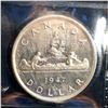 Image 1 : Canada $1.00 1947 Blunt CCCS Mint State-62.