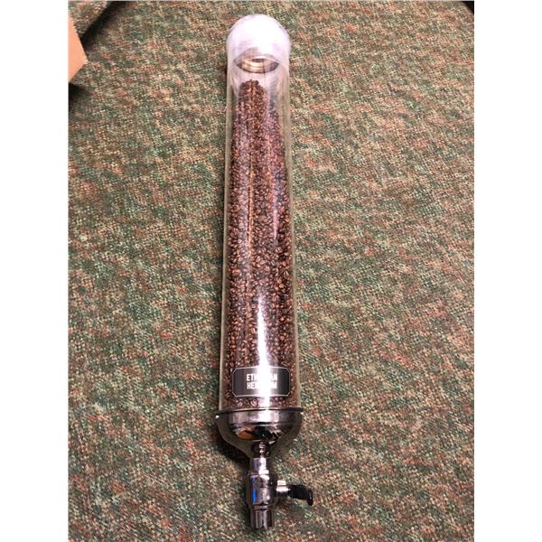 Plexiglass cylinder coffee bean dispenser filled with coffee beans from the Blockbuster partial anim