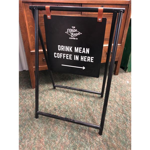 "The Mean Bean" Coffee Co "Drink Mean Coffee In Here" advertisement sign from the Blockbuster partia