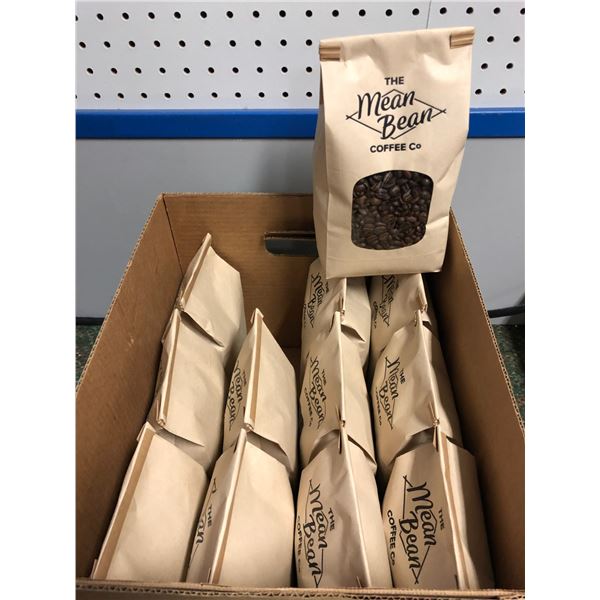 12 1lb bags of "The Mean Bean" Coffee Co coffee beans from the Blockbuster partial animated movie