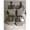 Image 1 : Group of 4 antique ice-cream shop syrup & sprinkles dispensers from the Blockbuster partial animated