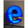 Image 1 : Lighted letter "e" blue - 11in across x 13 /12in tall x 8 1/2in deep