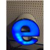 Image 2 : Lighted letter "e" blue - 11in across x 13 /12in tall x 8 1/2in deep