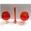 Image 1 : 3 pcs of vintage orange glassware