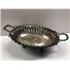 Image 1 : Antique silver plate double handled bowl w/ decorative floral pattern
