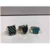 Image 1 : 3 sterling silver & semi-precious gemstone rings
