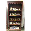 Image 1 : Approx. 6ft tall cherry wood finish book shelf