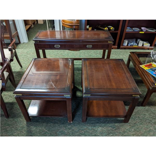3 pc wooden living room table set