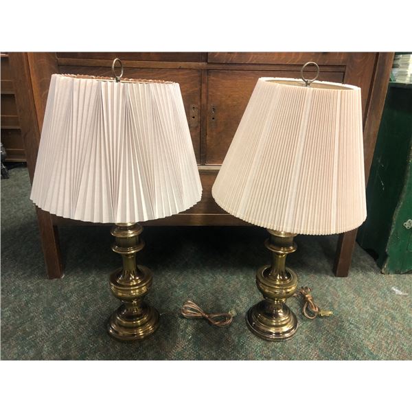 Pair of brass finish table lamps