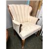 Image 1 : French Provincial scallop back upholstered armchair