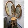 Image 1 : 2 vintage guild framed oval mirrors & 1 wooden stool
