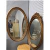 Image 3 : 2 vintage guild framed oval mirrors & 1 wooden stool