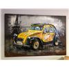 Image 1 : 3D metal crafted antique car in Paris decorative wall hanging - approx. 47in x 31in